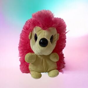 Plush Hedgehog Pink Hair Purple Eyes 9” Soft Stuffed Animal Adorable Toy